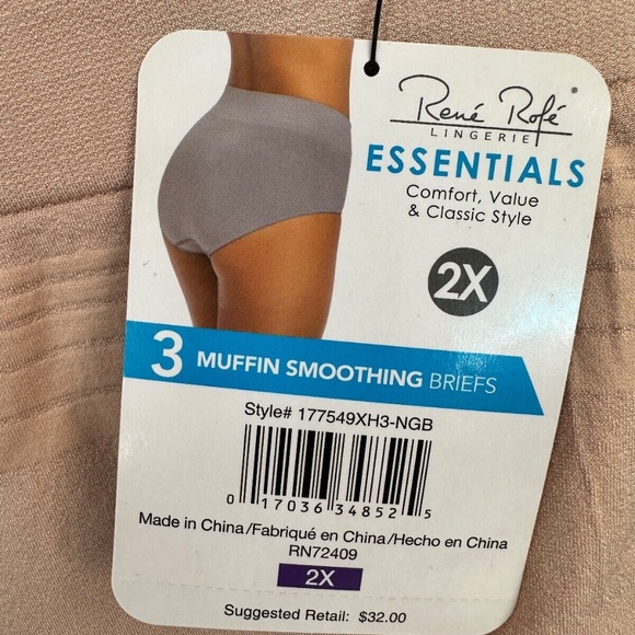 Rene' Rofe' Lingerie Essentials High Waist Smoothing Briefs 2X 3X - Picture 10 of 13